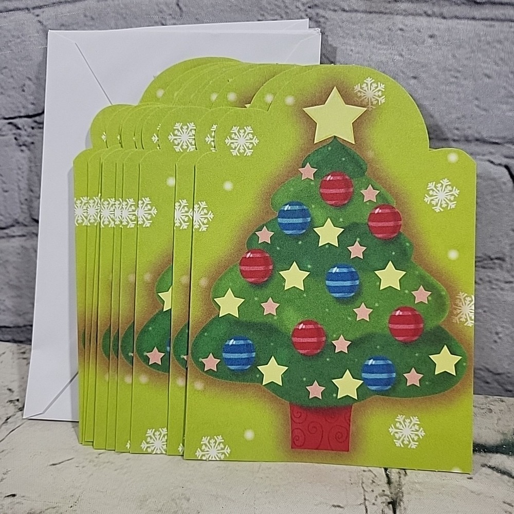Snow‎ Brights Christmas Cards Gumdrop Tree Matching Lot Of 10 With Envelopes